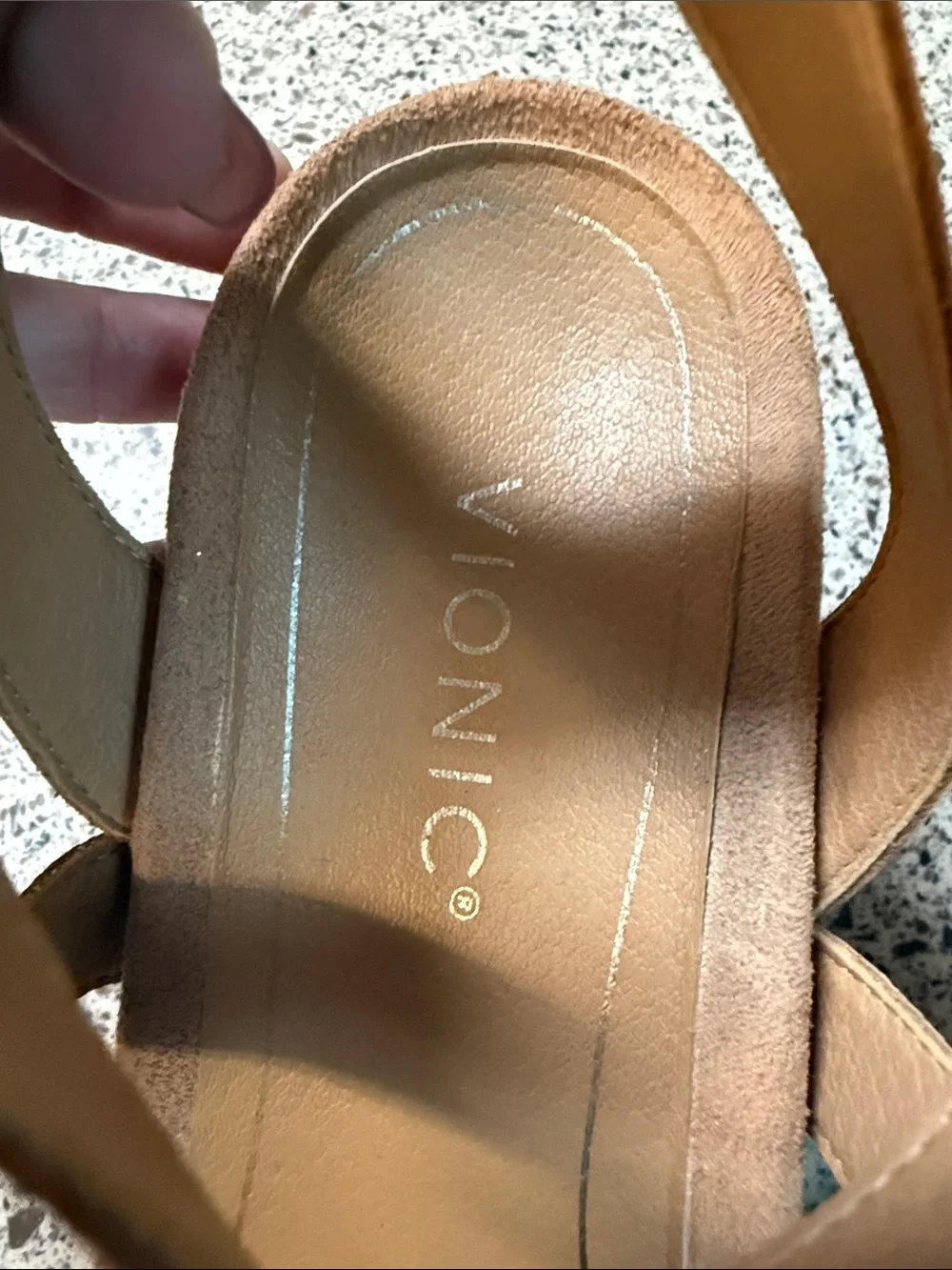 Vionic Brown Leather Woven Strappy Sandals